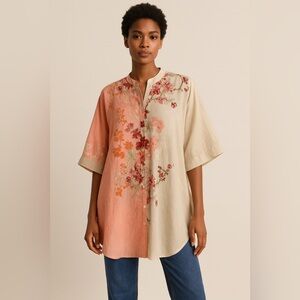 J. Pret Floral Boho Tunic Dress S Cottagecore Romantic Boho Coastal Cowgirl